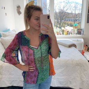 Anthropologie Sheer Print Shirt